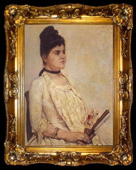 framed  Giovanni Fattori Portrait of the Stepdaughter, ta009-2